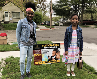 Two young girl students